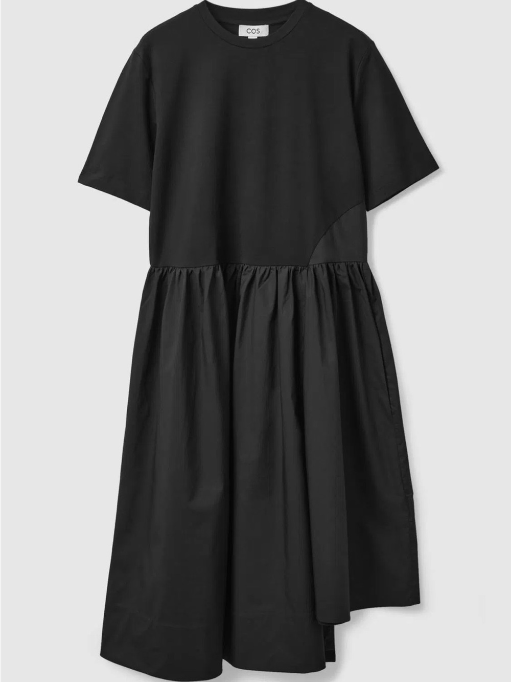 COS Black Short-Sleeve A-line Midi Dress